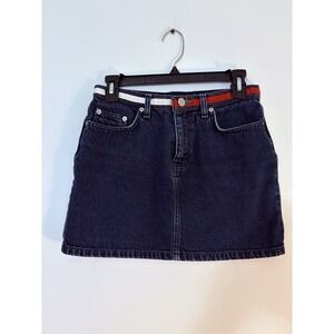 Tommy Jeans Hipster Mini Skirt Size 5 Blue Dark Wash Denim RWB Waistband